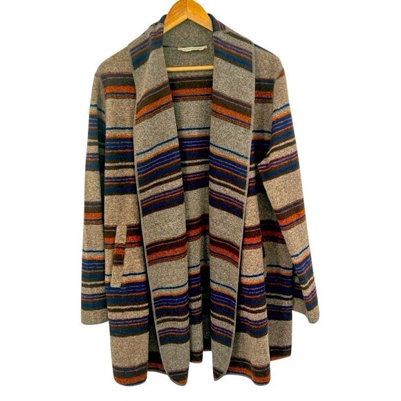 Soft Surroundings multi-color stripe Wool Blend Open-Front Jacket, Size large - Picture 1 of 5